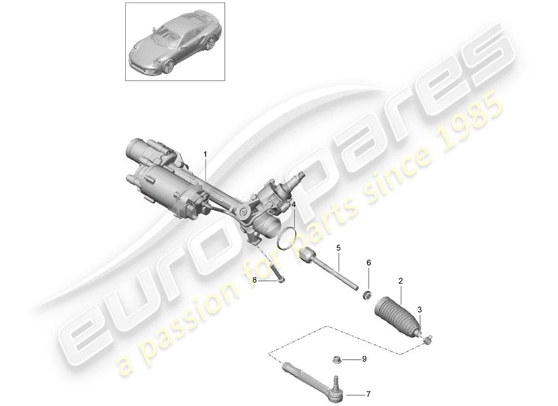 porsche 2015 (991-1 turbo) steering gear part diagram