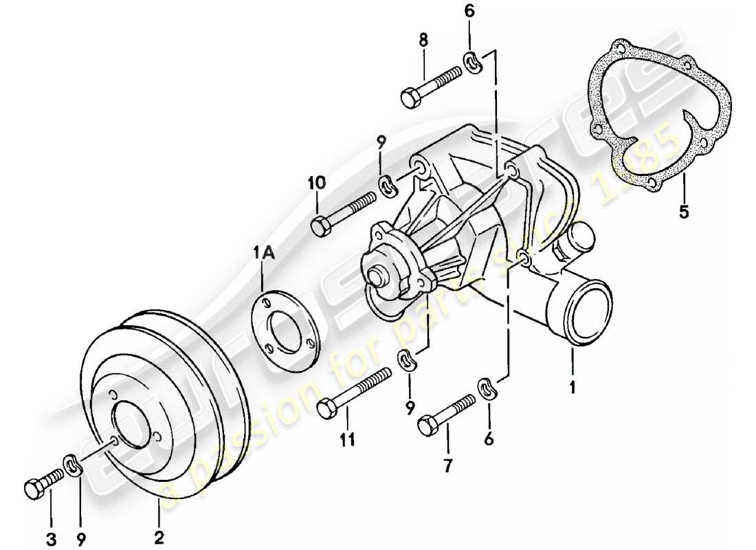 porsche 924 (1985) water pump parts diagram