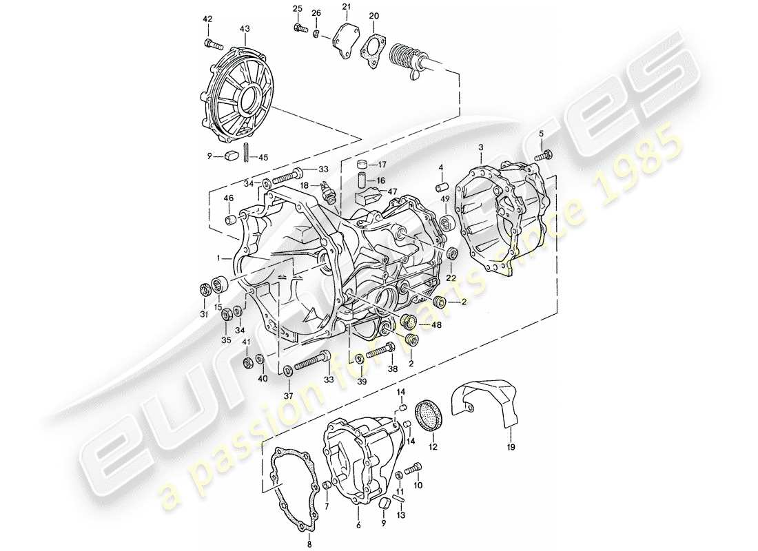 porsche 1989 (944) replacement transmission - transmission case - for - manual gearbox part diagram