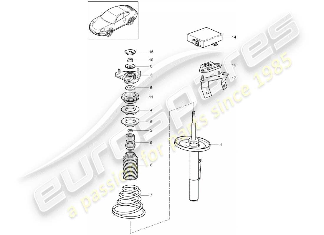 porsche 2010 (997-2) suspension parts diagram