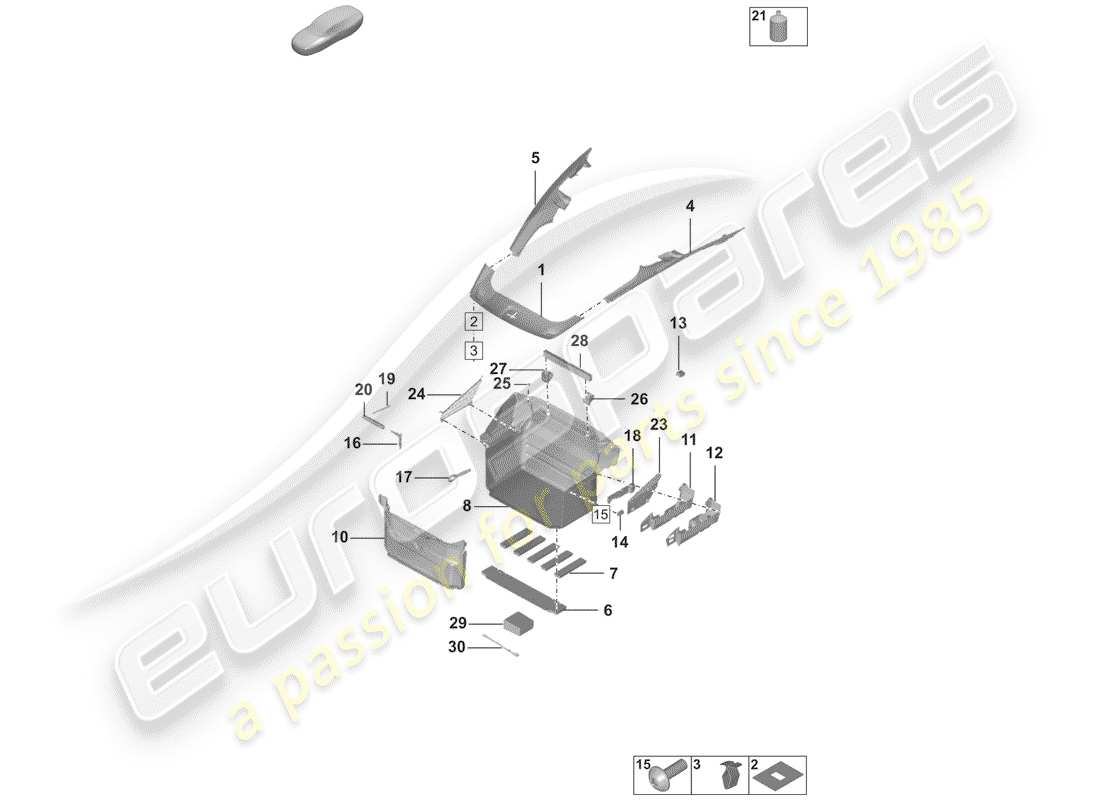 porsche 2020 (992-1) boot lining part diagram