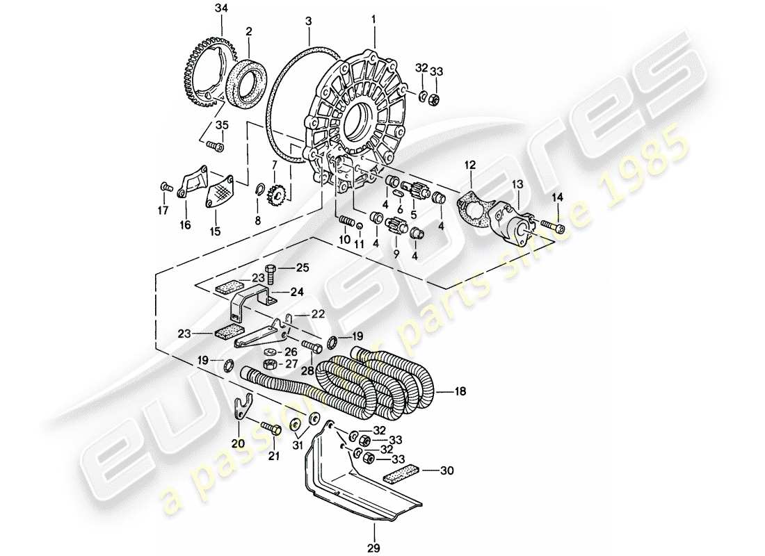 porsche 1985 (911) oil pump - and - oil cooling - for - transmission part diagram