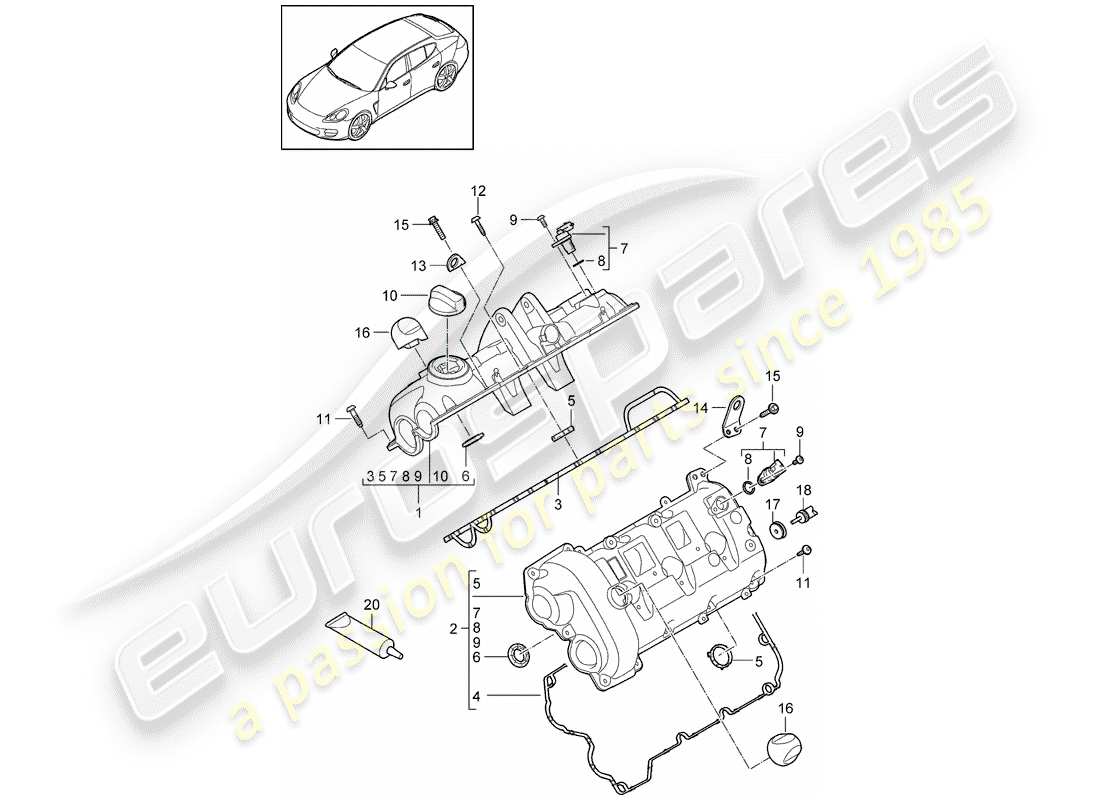 porsche 2015 (panamera 970) valve cover part diagram