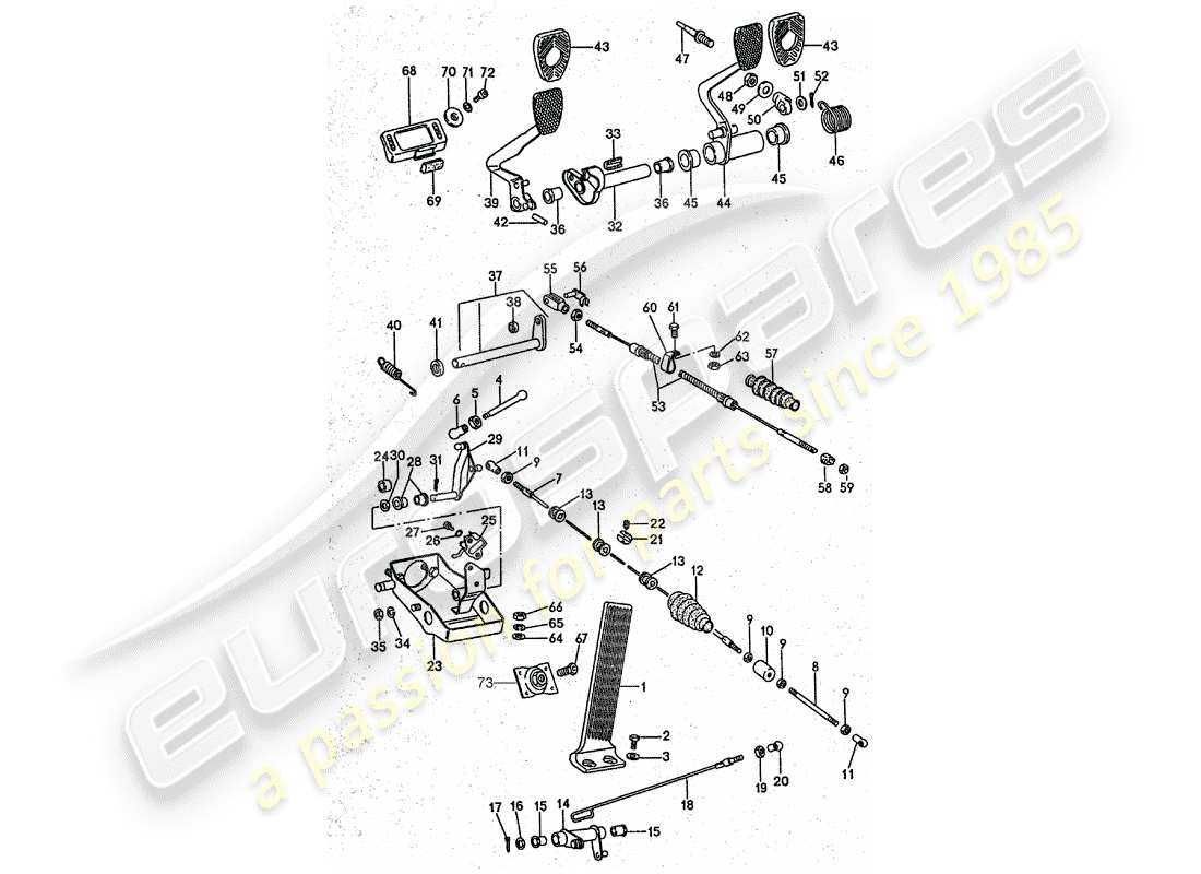 porsche 1976 (911 turbo) pedals part diagram