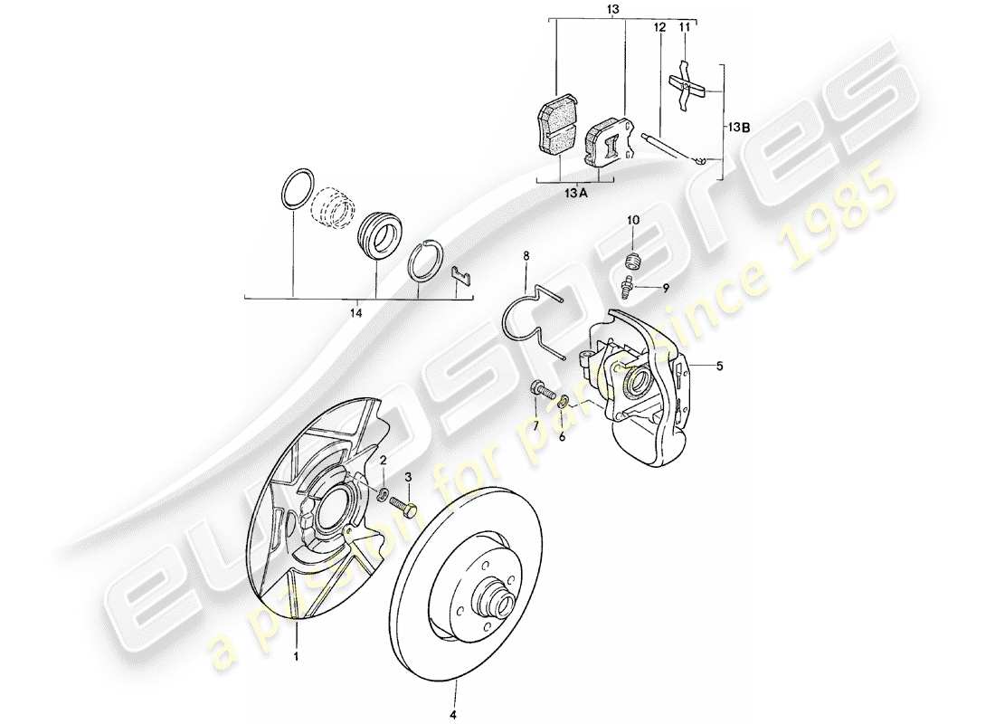 porsche 924 (1980) disc brakes - front axle - d >> - mj 1980 part diagram