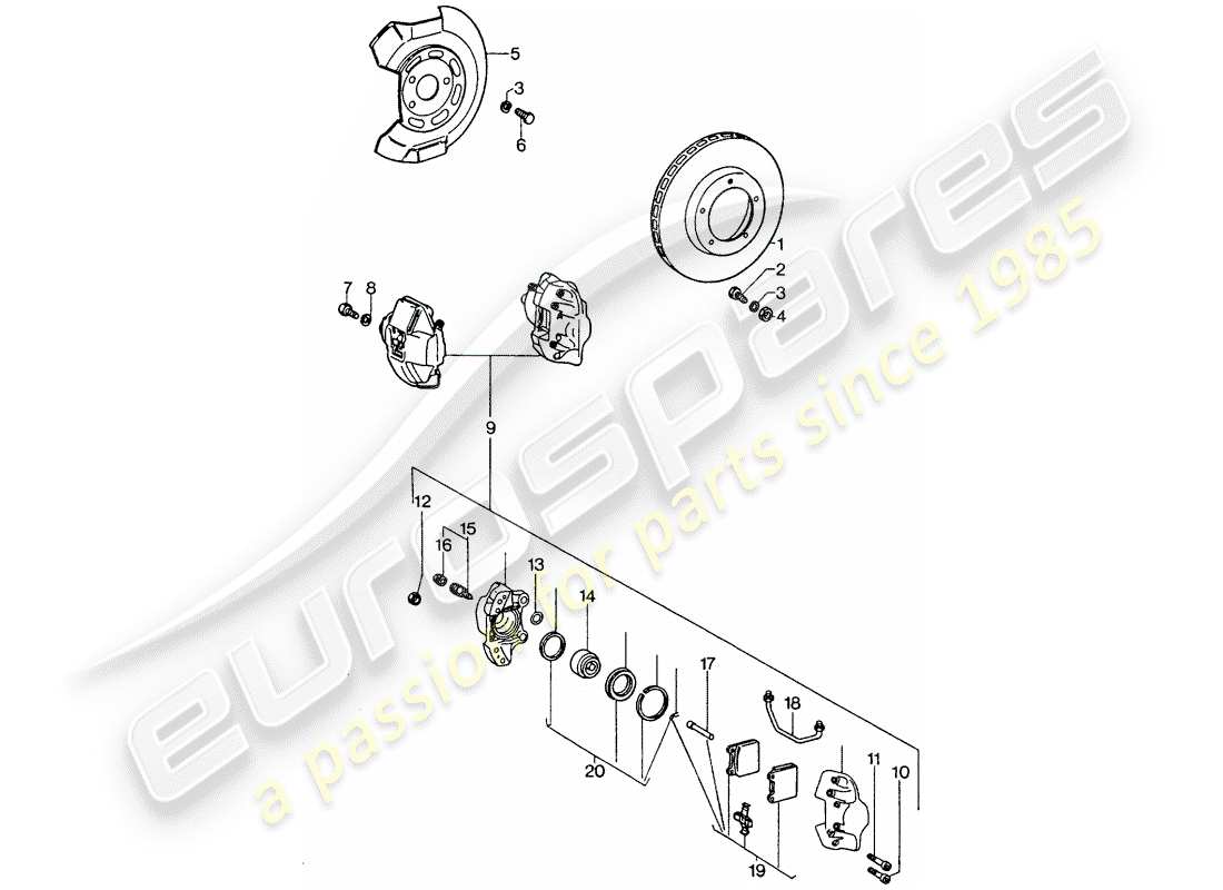 porsche 1976 (911 turbo) disc brakes part diagram
