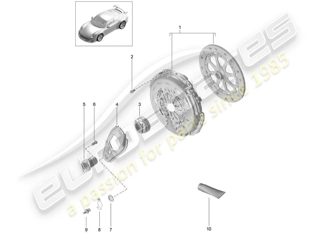 porsche 2017 (991-2 r/gt3/rs) clutch part diagram