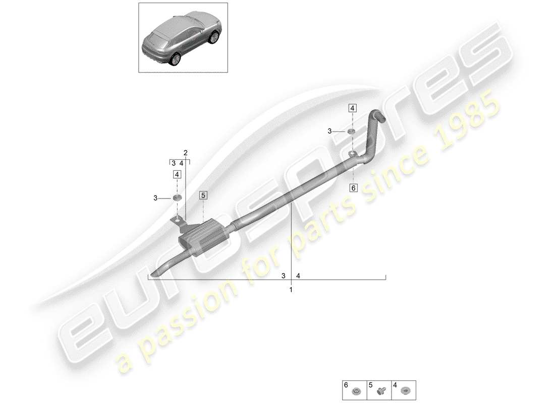 porsche 2019 (macan) exhaust system part diagram