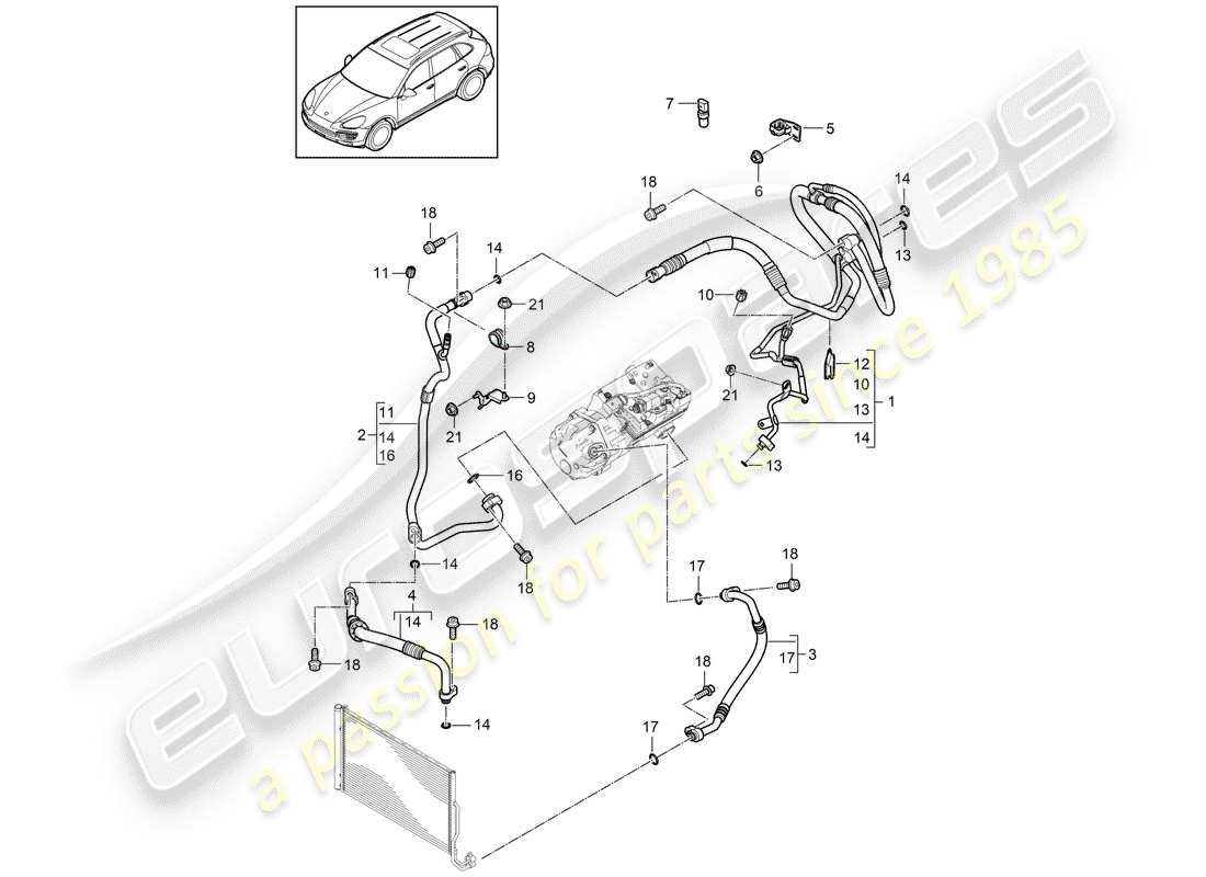 porsche 2014 (cayenne e2 92a) refrigerant circuit part diagram