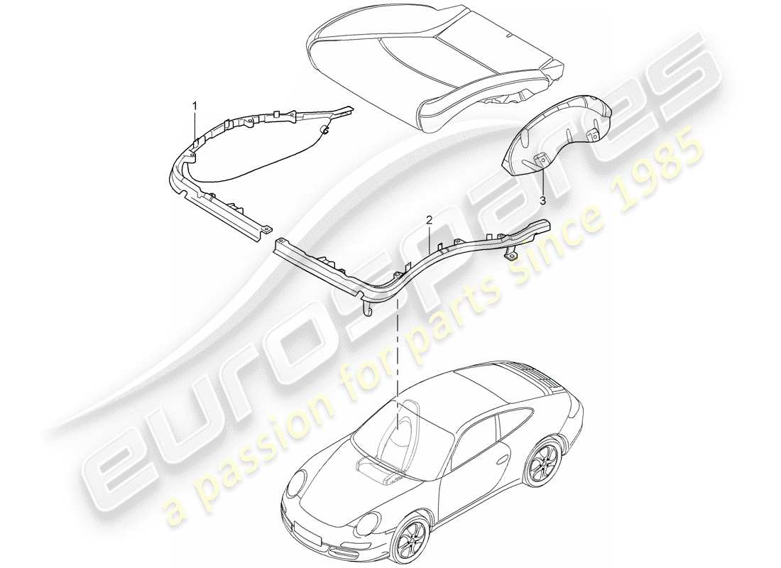 porsche 2008 (997-1 gt3) cushion carrier parts diagram
