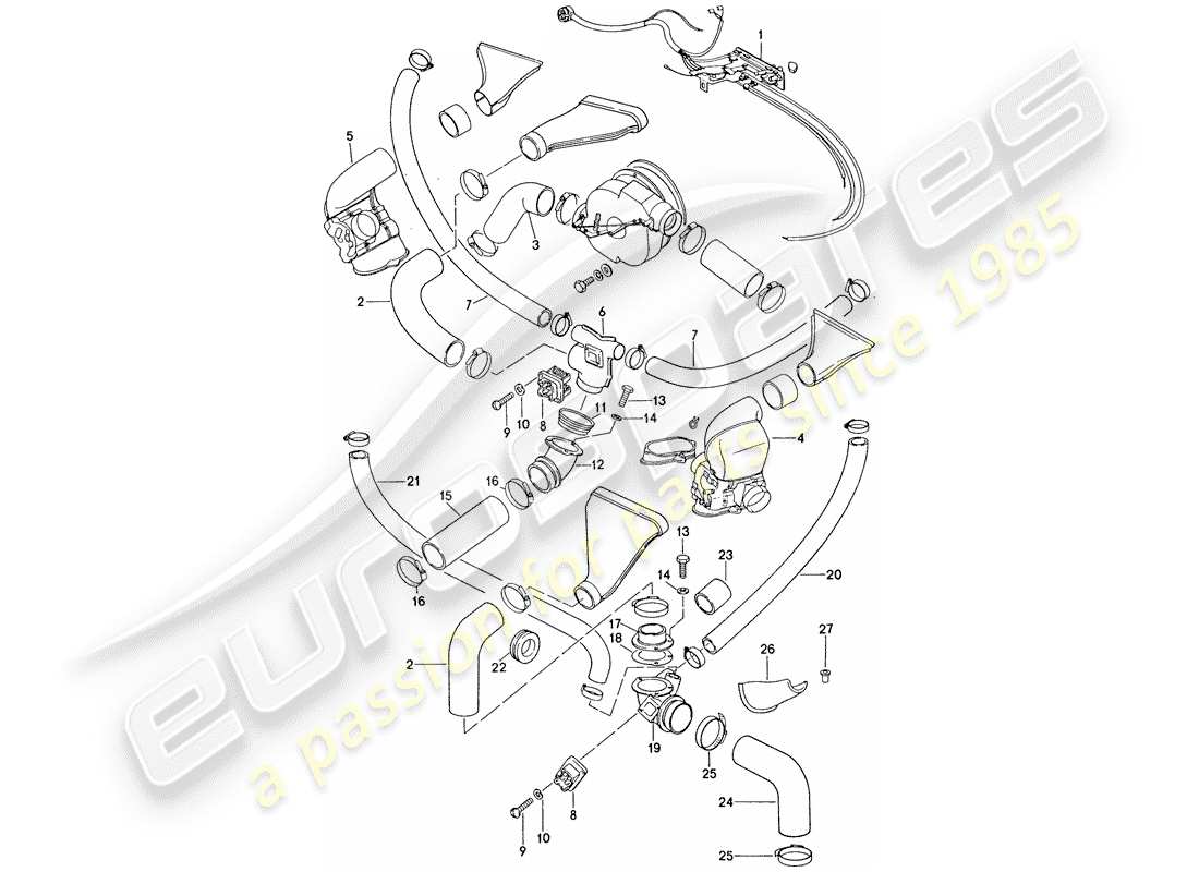 porsche 1975 (911) air conditioner - cooling air duct part diagram