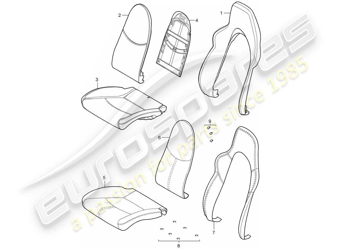 porsche 2008 (997-1 turbo / gt2) foam part parts diagram