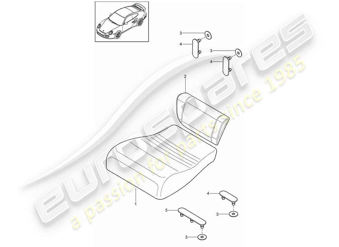 porsche 2009 997-2 turbo / gt2 back seat cushion part diagram
