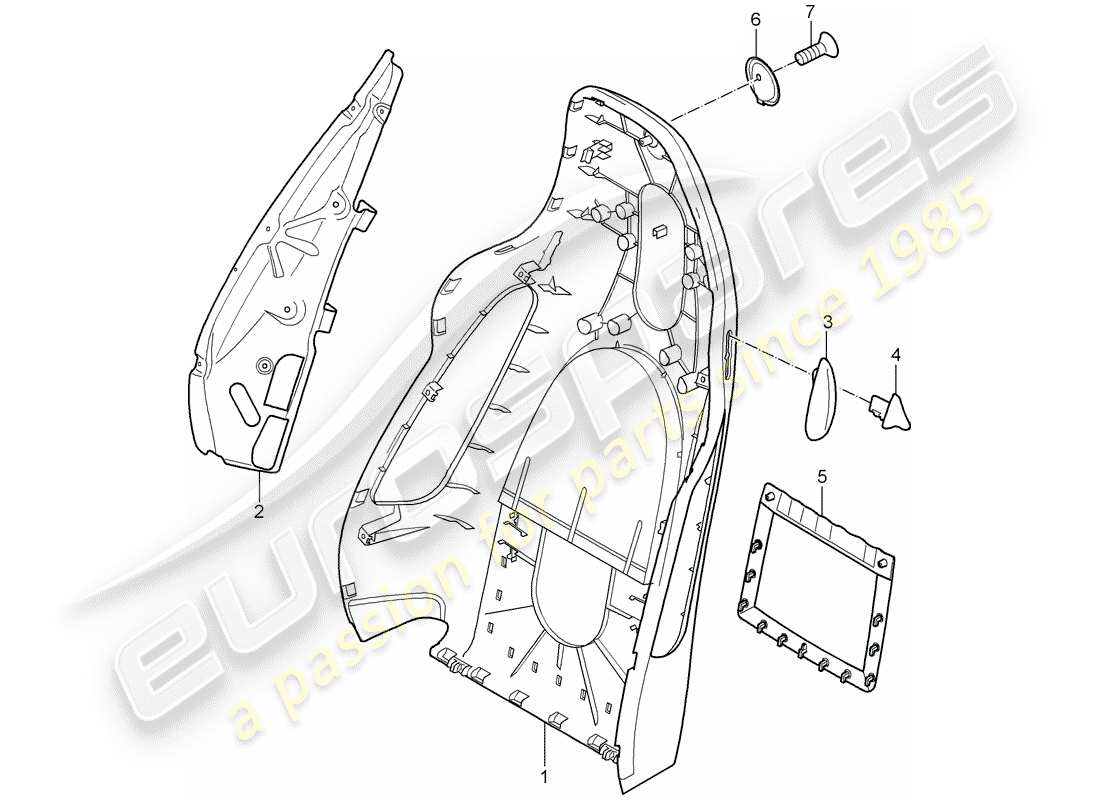 porsche 2008 (987 boxster) backrest shell parts diagram