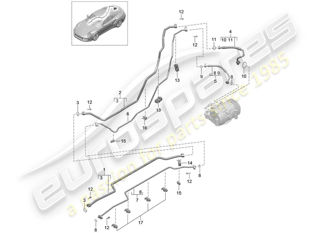 porsche 991 turbo (2014) refrigerant circuit part diagram