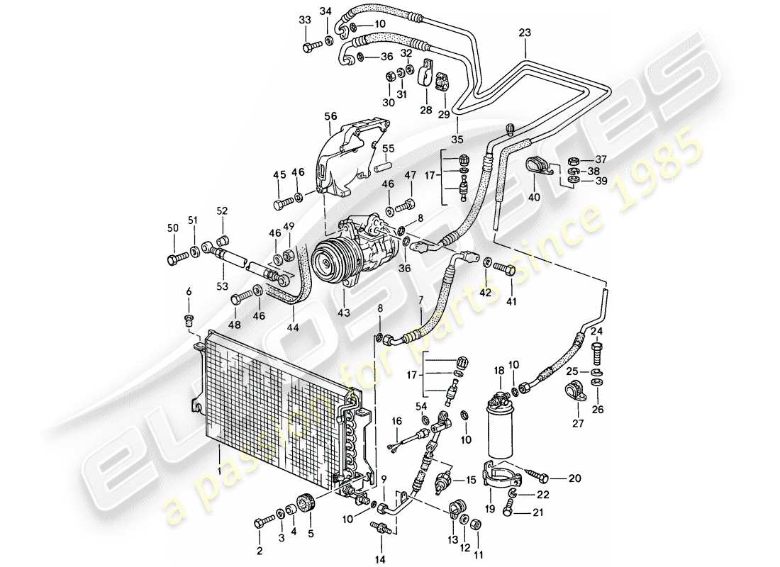 porsche 1986 (944) refrigerant circuit parts diagram