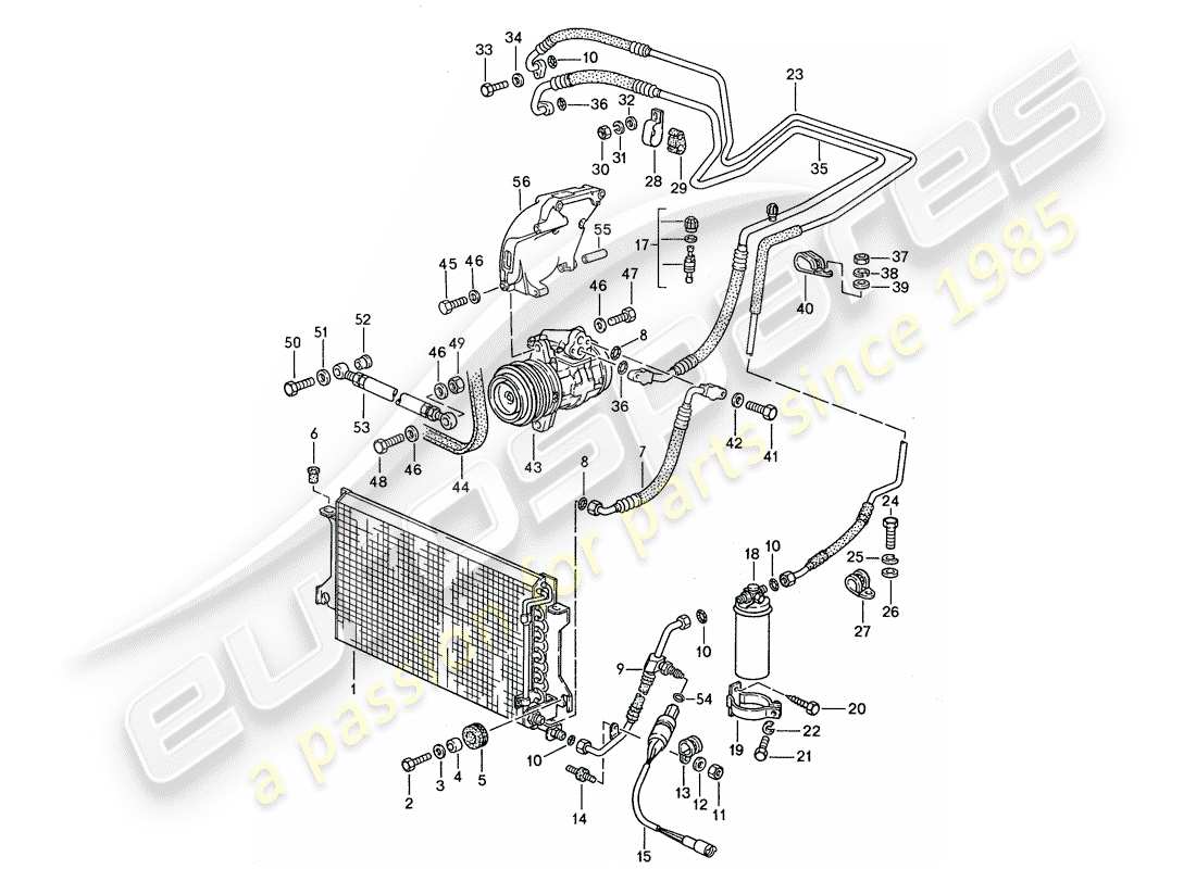 porsche 944 (1991) refrigerant circuit part diagram