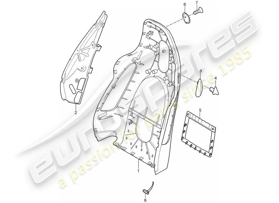 porsche 2007 (997-1) backrest shell parts diagram