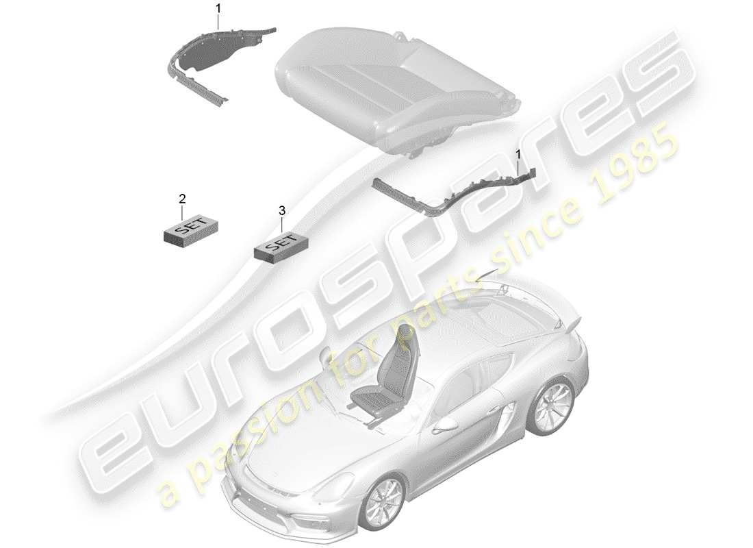 porsche 2016 (981 cayman gt4) padding for seat part diagram