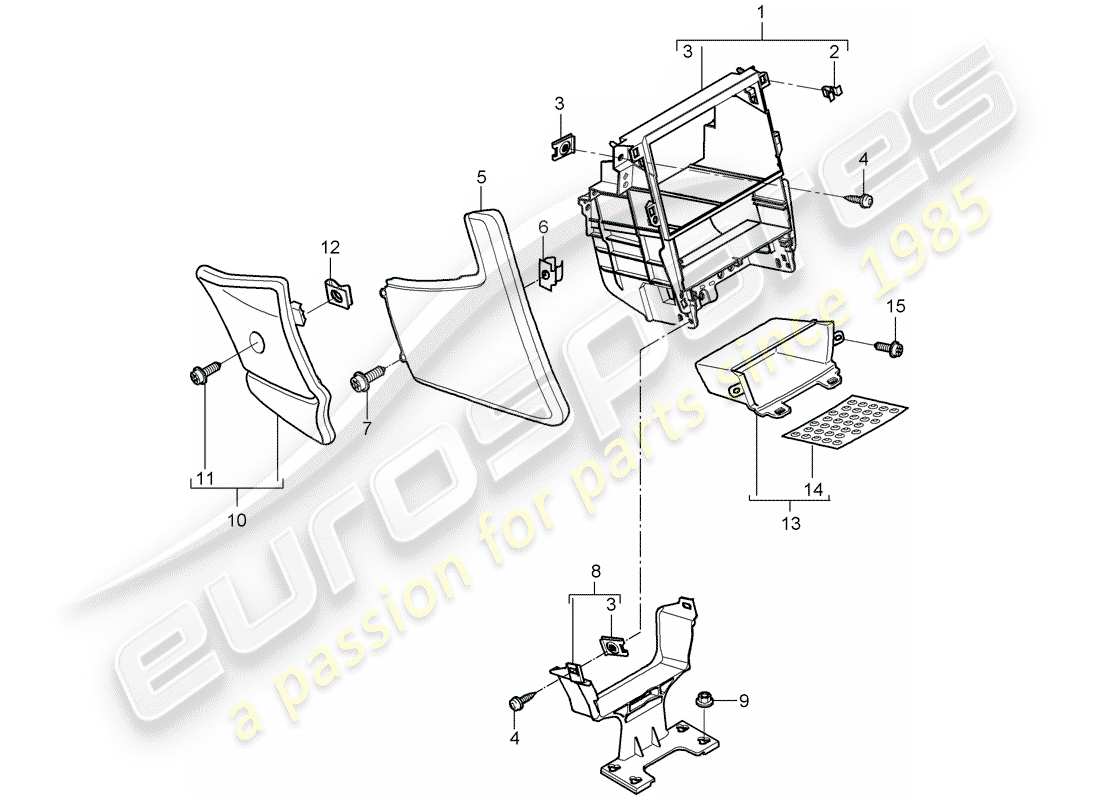 porsche 2009 (997-2) center console parts diagram