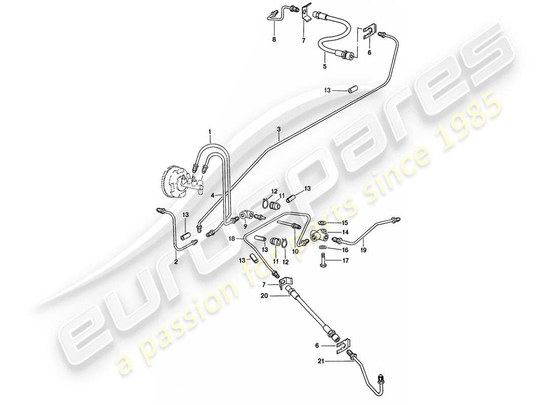 porsche 1976 (911) brake lines - for vehicles with - brake booster part diagram