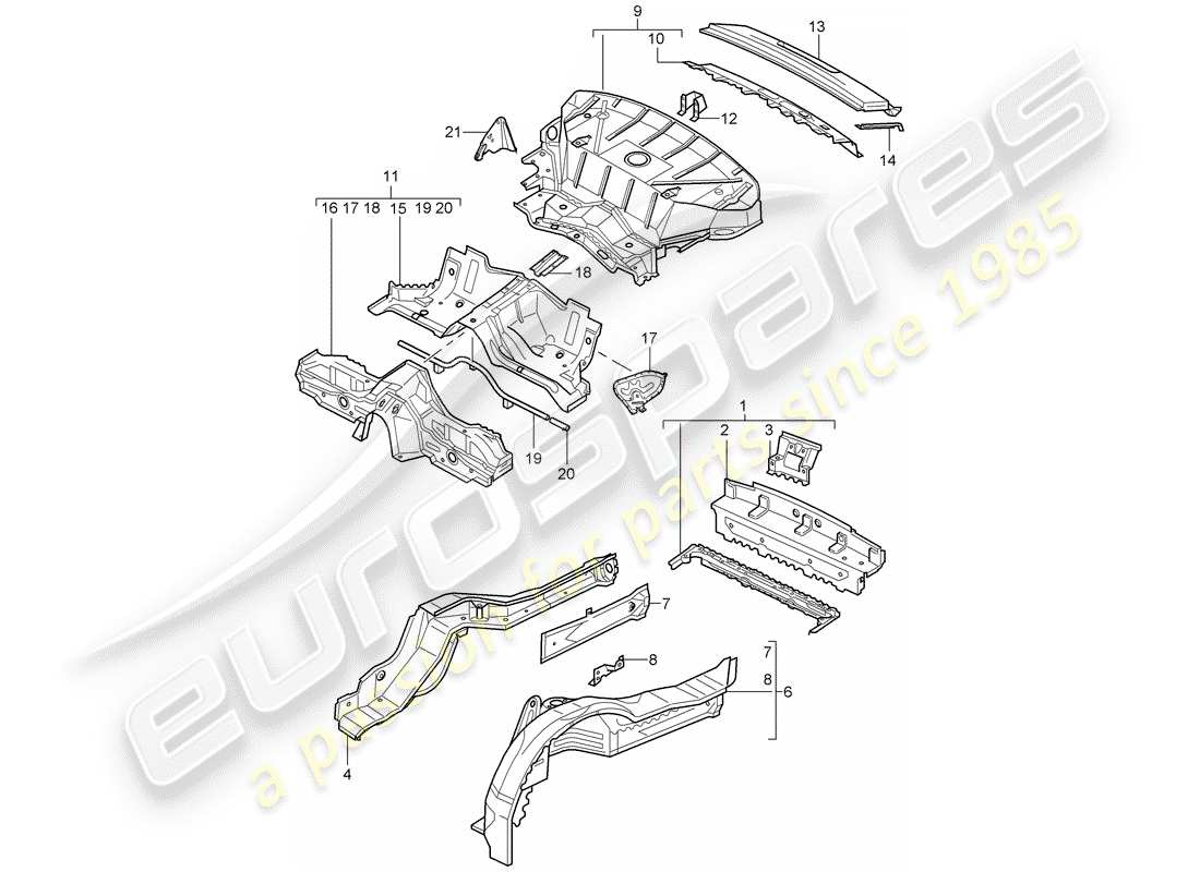porsche 2002 (996 gt3) rear end part diagram