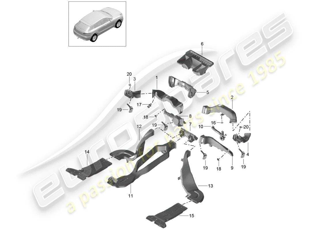 porsche 2017 (macan) air duct parts diagram
