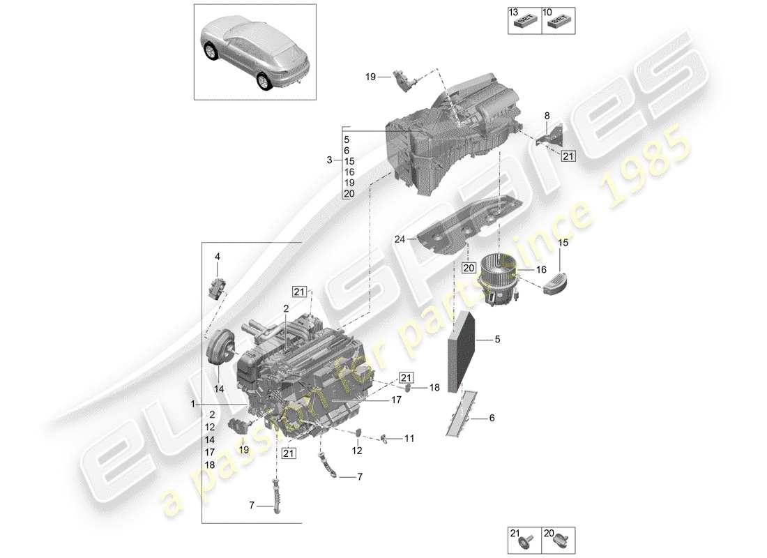 porsche 2016 (macan) air conditioner part diagram