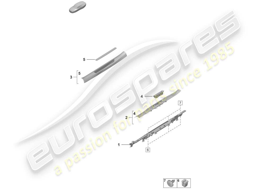 porsche 2020 (992-1) side member trim parts diagram