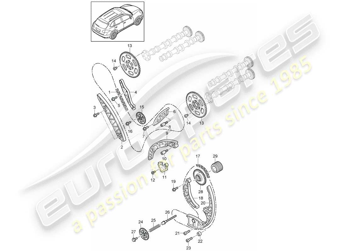 porsche 2016 (cayenne e2 92a) timing chain part diagram