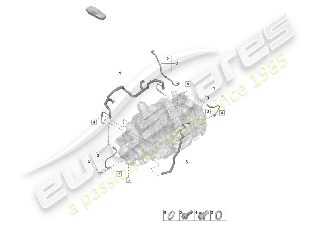 porsche 2019 (992-1) crankcase housing ventilation breather line parts diagram