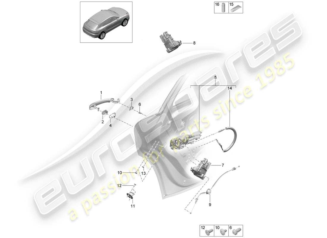 porsche 2019 (macan) door latches part diagram