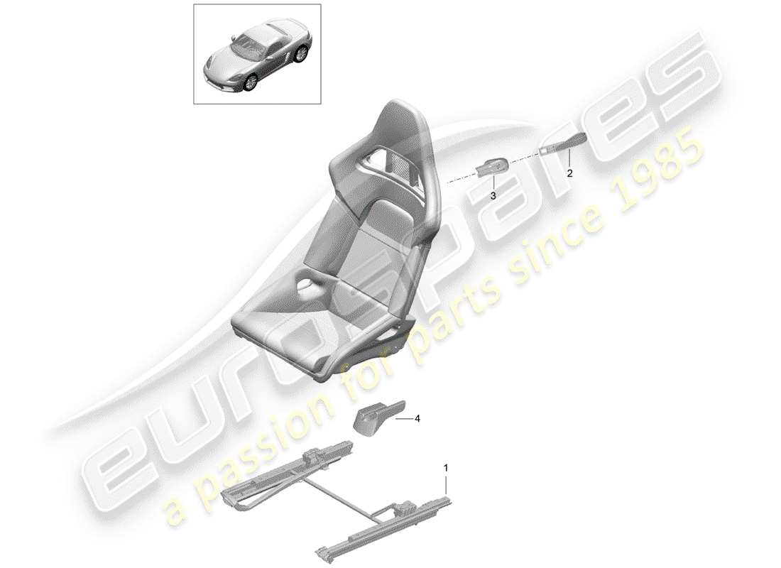 porsche 2019 (718 boxster) seat part diagram