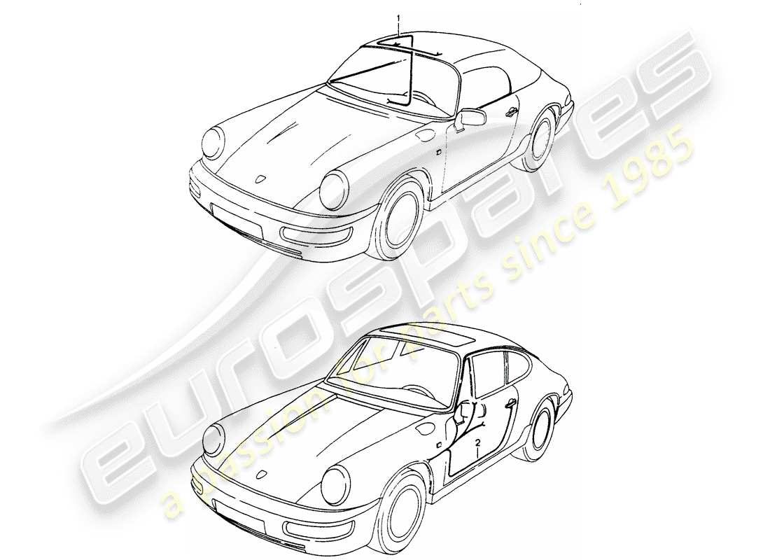 porsche 1994 (964) wiring harnesses - convertible top control - driver's door - passenger's door part diagram
