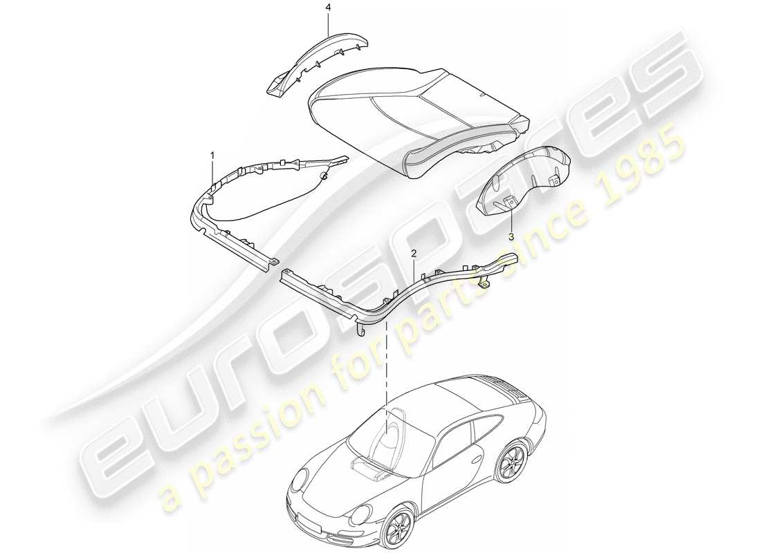 porsche 2013 (997-2 turbo / gt2 rs) cushion carrier parts diagram