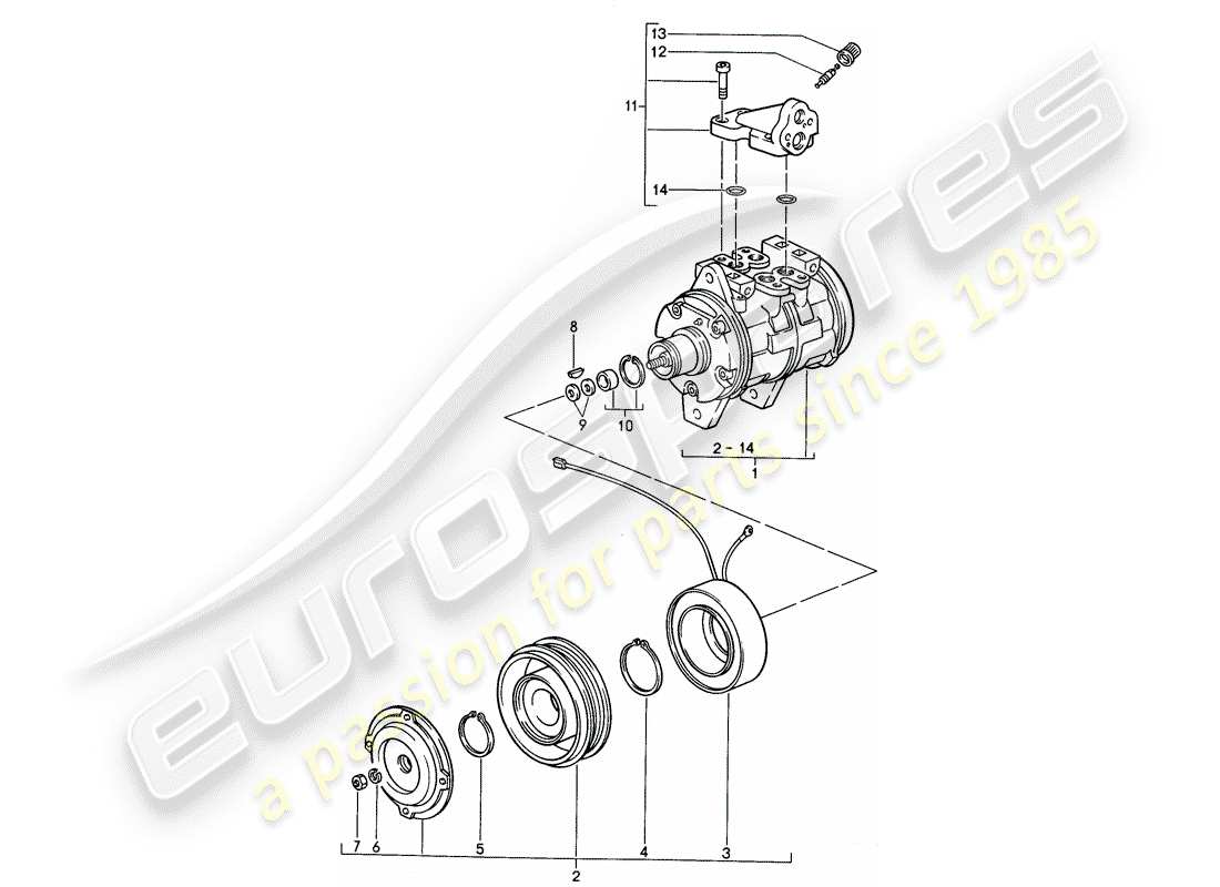 porsche 1992 (968) compressor parts diagram