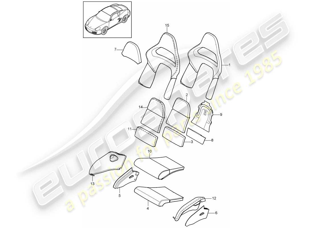 porsche 2012 (987 cayman) foam part part diagram