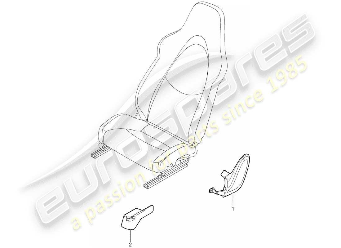 porsche 2008 (997-1 gt3) front seat part diagram