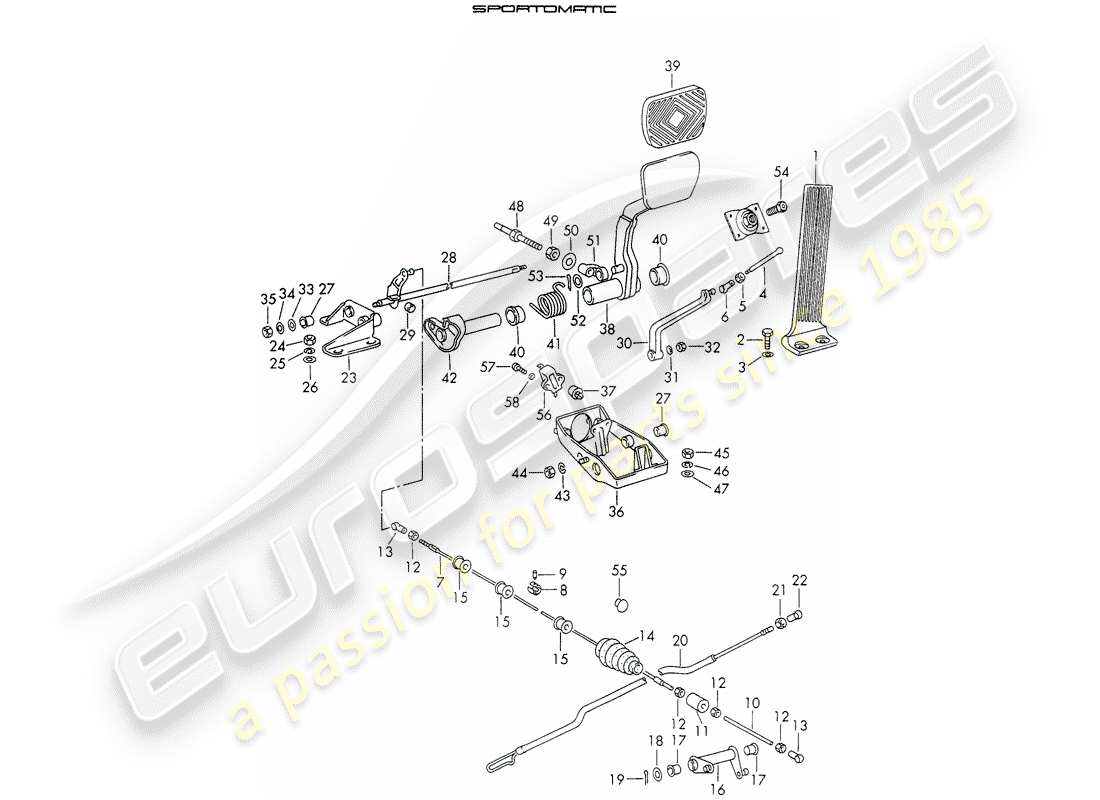 porsche 1972 (911) pedals part diagram