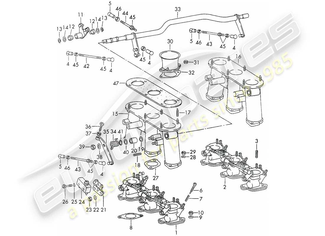 porsche 1972 (911) injection system - throttle body - d >> - mj 1971 part diagram