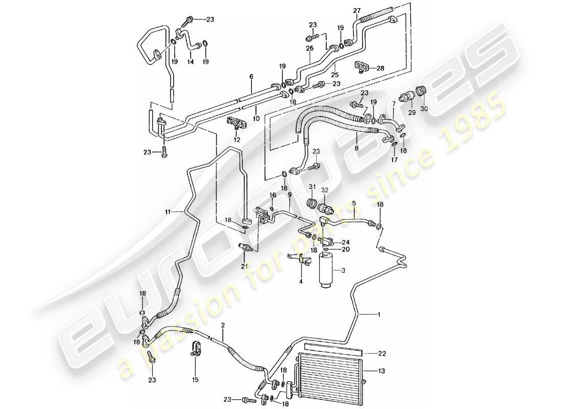 porsche 2003 (996) refrigerant circuit parts diagram