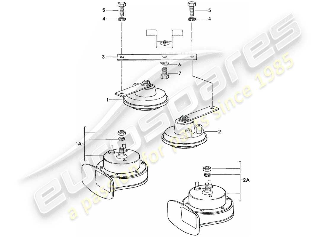 porsche 1977 (924) horn part diagram