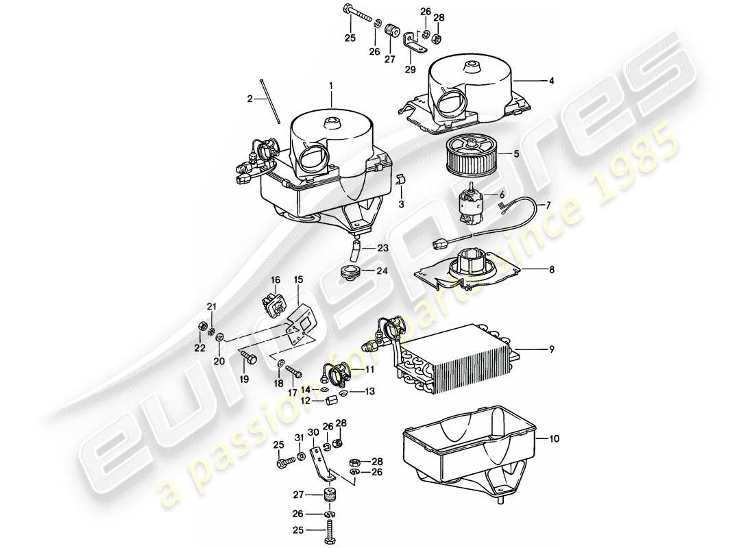 porsche 1978 (924) evaporator parts diagram