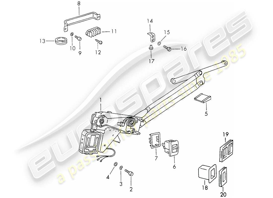 porsche 1970 (911) window regulator - electric part diagram