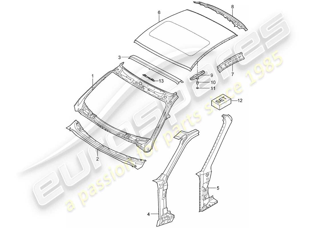 porsche 2007 (997-1) cowl parts diagram
