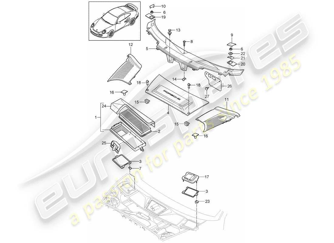 porsche 2009 997-2 turbo / gt2 particulate filter part diagram
