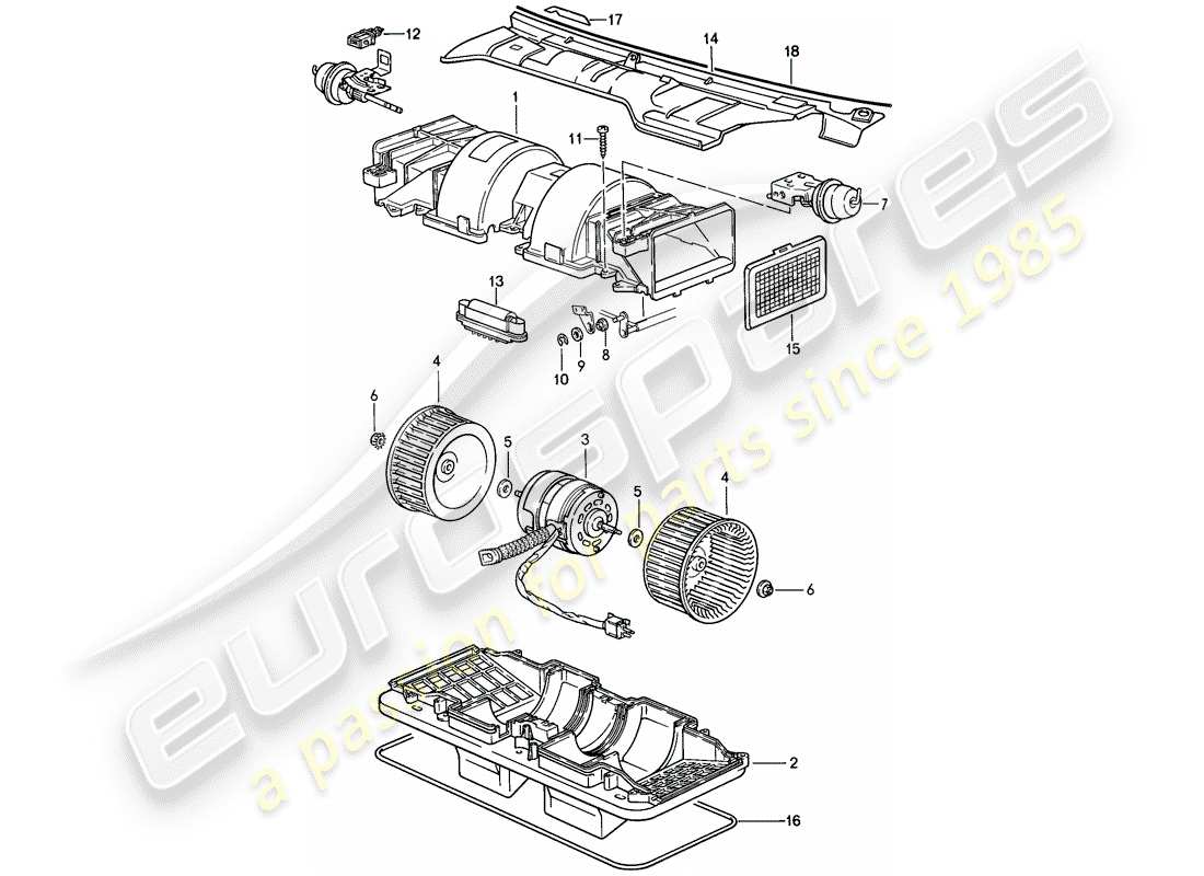 porsche 1986 (944) fan parts diagram