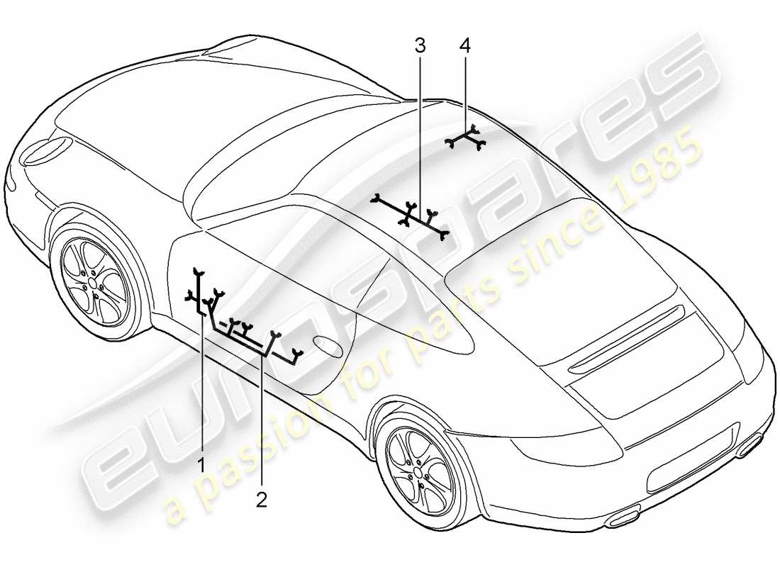 porsche 2009 (997-2) wiring harnesses part diagram