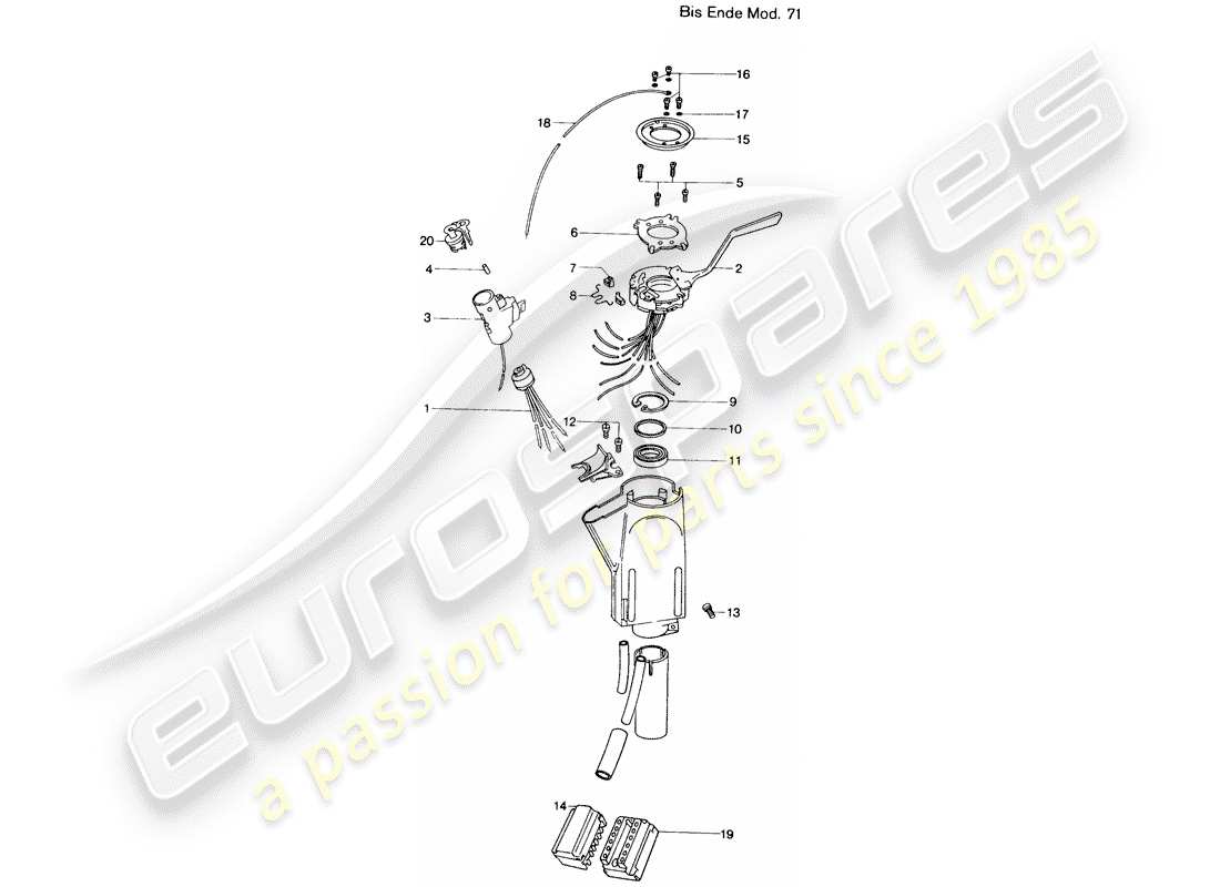 porsche 1976 (914) steering column switch - d >> - mj 1971 part diagram