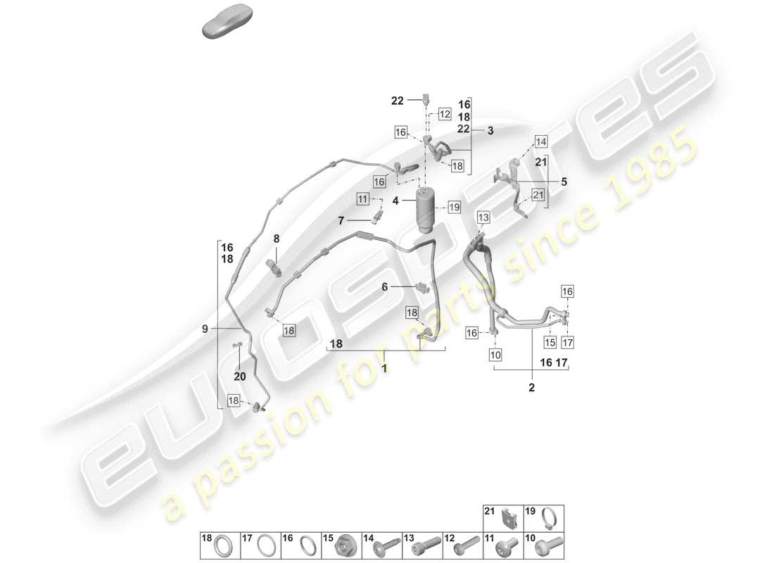 porsche 2020 (992-1) air conditioner parts diagram
